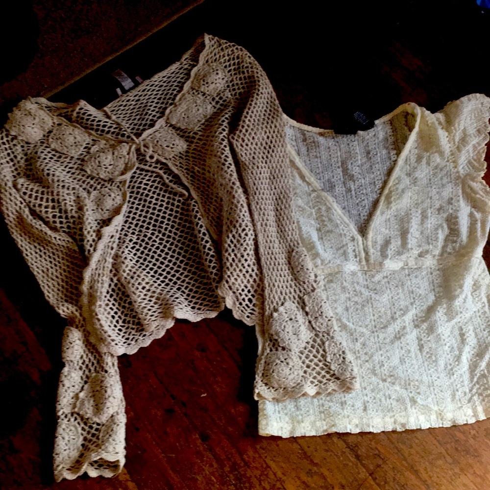Two tops basic off white and cream colored